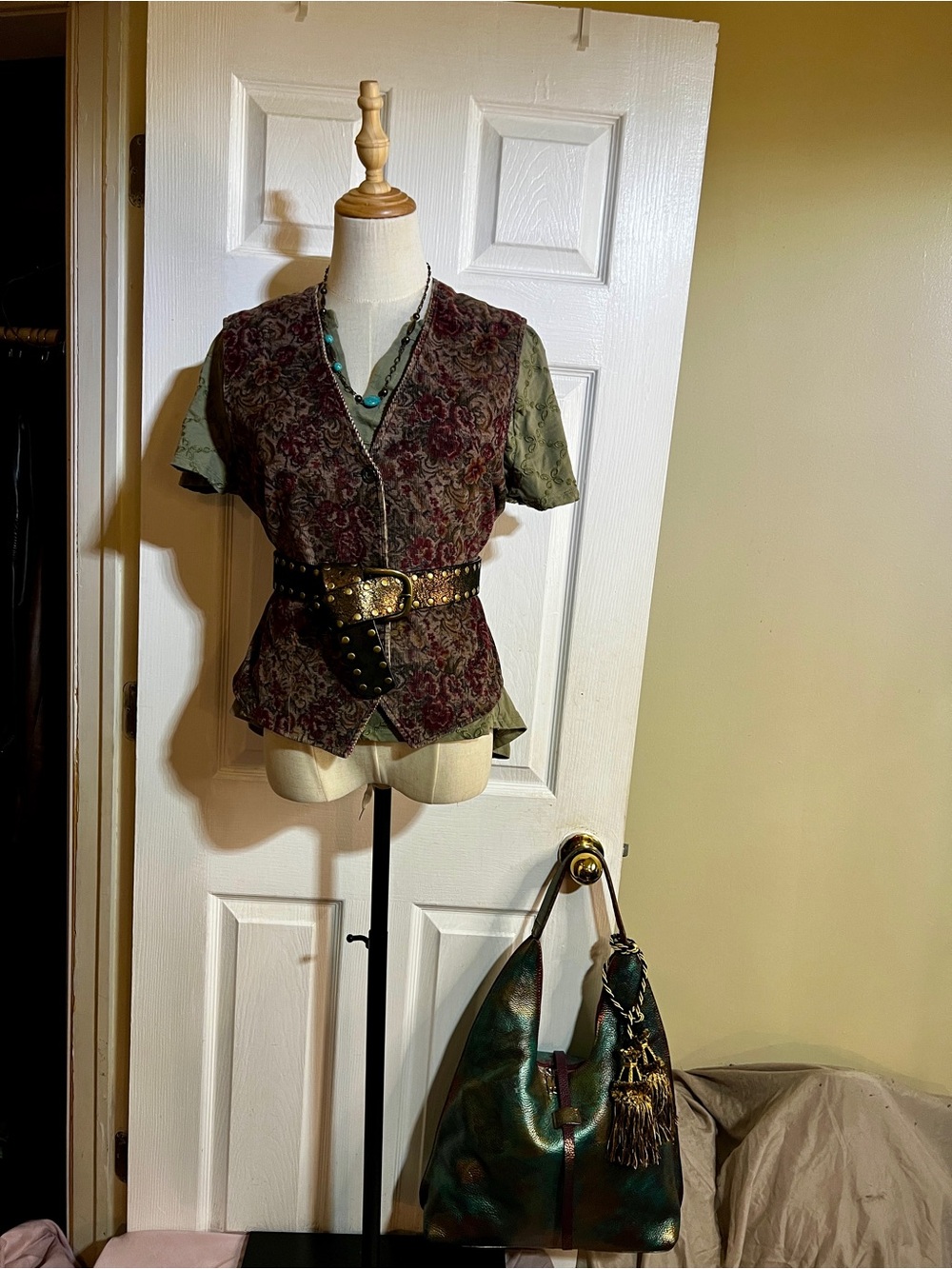 Rafaella Vtg Wms Corduroy Floral Cotton Retro Crop Waistcoat Preppy Vest 8